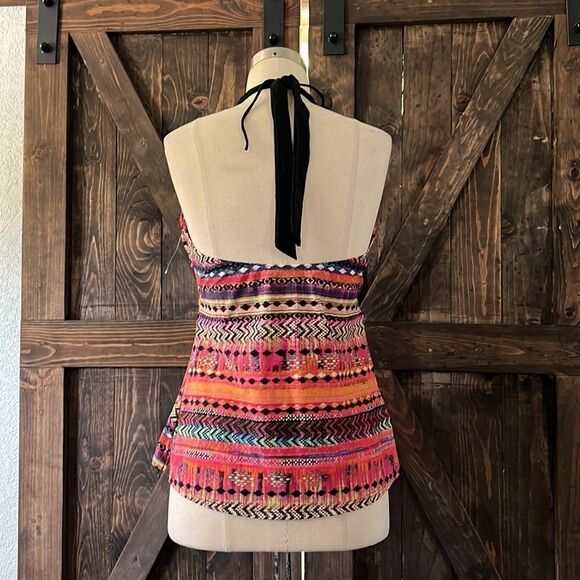 Island Escape Women's High Neck Lattice-Front Tankini Top Sz-12 - Picture 6 of 10